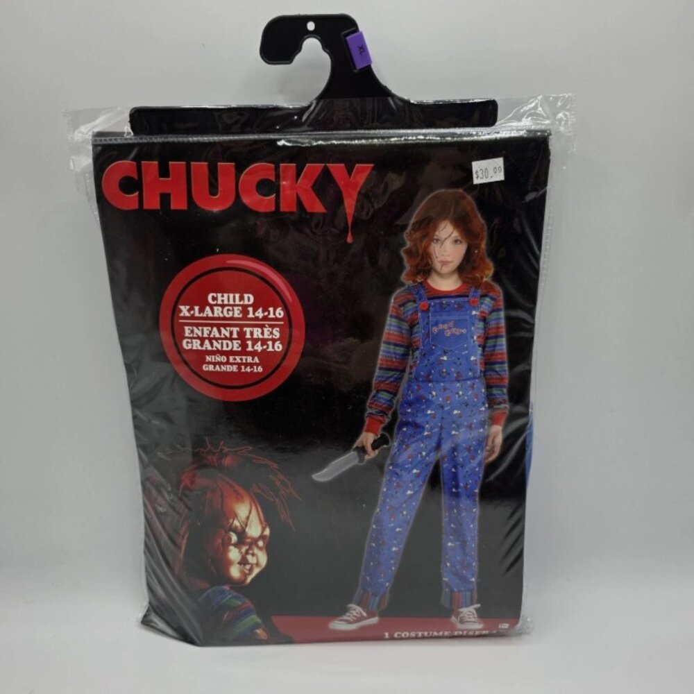 Chucky Kids Costume - Blue Jumpsuit  XL 14-16